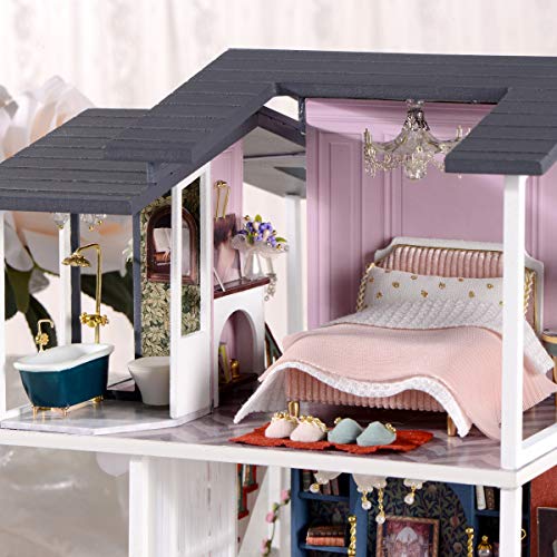 GuDoQi DIY Miniature Dollhouse Kit, Tiny House kit with Music, Miniature House Kit 1:24 Scale Monet Garden, Great Handmade Crafts Gift for Birthday GuDoQi