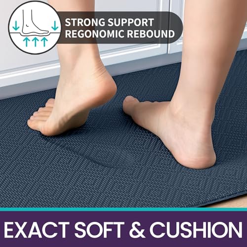 DEXI Anti Fatigue Kitchen Mat, Cushioned Kitchen Rugs Non Slip, Waterproof Comfort Standing Kitchen Floor Mat, 17"x29", Navy DEXI