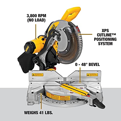 DEWALT Miter Saw, 12-Inch, Double Bevel, Compound, XPS Cutline, 15-Amp (DWS716XPS) - WoodArtSupply