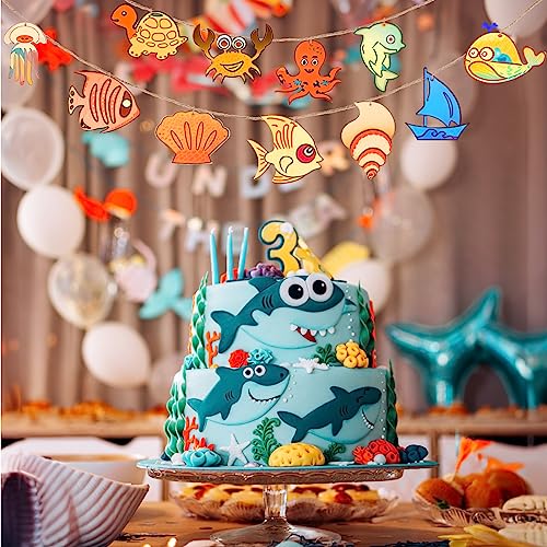 36Pcs Ocean Themed Party Hanging Ornaments Sea Tropical Wooden Slices Fish Animal Hanging Decor Fish Sea Turtle Crab Dolphin Octopus for Sea Party - WoodArtSupply