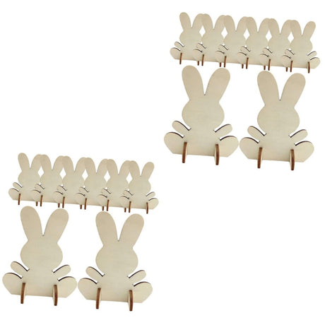 Kisangel 16 pcs DIY White Embryo Rabbit Unfinished Wood Planks Farmhouse Easter Decor Wood Rabbit Slices Indoor Easter Decorations Unfinished Wood Kisangel