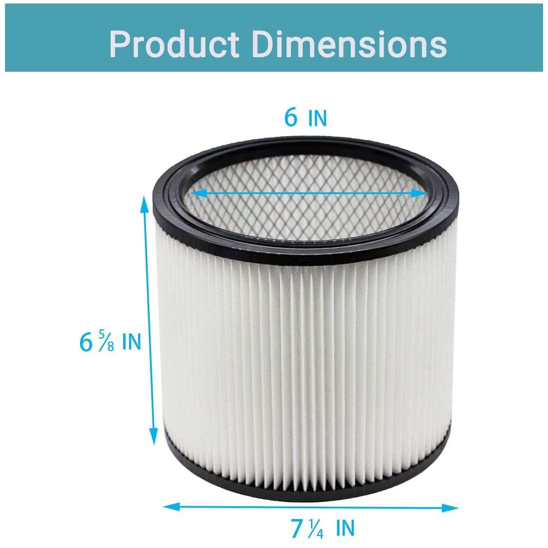 2 Pack Replacement Filter Compatible with Shop Vac 90304 90333 90350, Reusable and Washable Cartridge Filters Fits Most 5 Gallon and above Wet/Dry PureSturdy