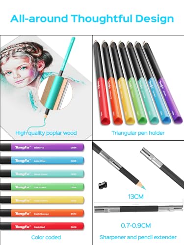 YUANCHENG Skin Tone Colored Pencils for portraits and Skintone Artists, 24 Colors Oil Colour Pencils for Drawing, Sketching, Adult Coloring, Shading