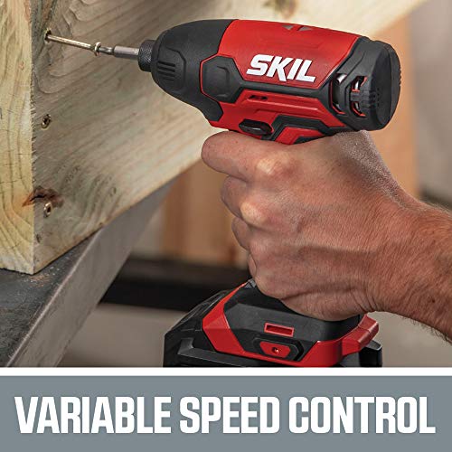 SKIL 20V 2-Tool Combo Kit: 20V Cordless Drill Driver and Impact Driver Kit Includes 2.0Ah PWR CORE 20 Lithium Battery and Charger - CB739001 Skil