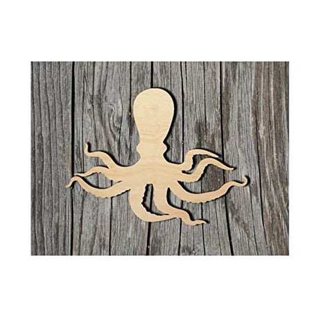 Octopus Wood Craft Unfinished Wooden Cutout Art DIY Wood Sign Inspirational Wall Plaque Rustic Wood Wall Hanging Decor for Home Restroom Bathroom Arupkeer