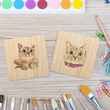 24 Pack Drink Coasters Set, SIJDIEE 4 Inch Square Slate Stone Drink Coasters with Square Blank Wood Craft Coasters for DIY Painting Wood Engraving SIJDIEE