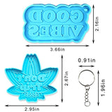 2Pcs Words Maple Leaf Silicone Resin Molds, Good Vibes Keychain Molds with Holes, Don't Trip Keychain Molds for Epoxy Resin Kit with 8 Key Rings for ALIBBON
