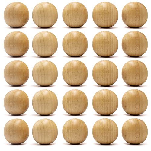 30mm Hardwood Balls Natural Unfinished Wooden Round Balls for Balls Crafts and DIY Projects, 25 Pcs - WoodArtSupply