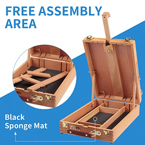 Falling in Art Wooden Tabletop Easel, Solid Wood Sketchbox Desktop Easel for Painting, Portable Art Drawing Easel for Beginners and Professionals - WoodArtSupply