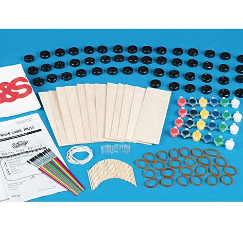 Rubber Band Race Cars Craft Kit (Pack of 12) S&S Worldwide