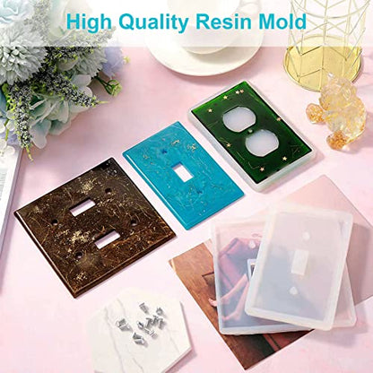 3pcs DIY Silicone Resin Socket Cover Mold Re-usable Switch Socket Cover Epoxy Light Outlet Crafts Making Home Decor