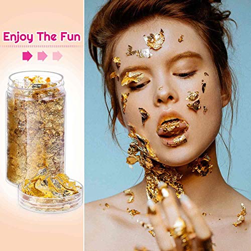 Gold Flakes for Resin, Paxcoo 15 Grams Gold Foil for Nails, Gold Foil Flakes Imitation Gold Leaf for Jewelry Resin, Nails and Jewelry Making - WoodArtSupply