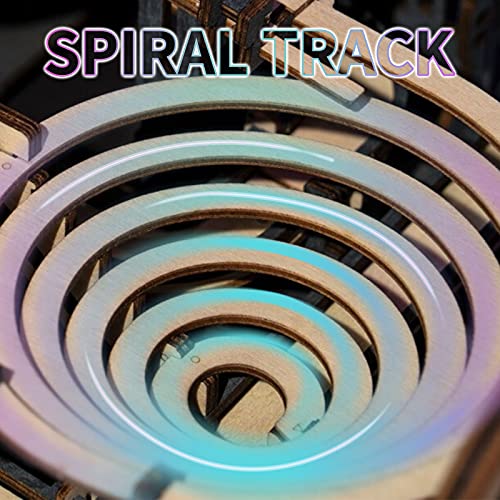 Wooden Marble Run Kit - 3D Puzzle Wood Colored Balls Run Stepped Hoist with 3-Stepped Lift Mechanism - Kinetic DIY Marble Run Wooden Puzzle ROEOLNIL