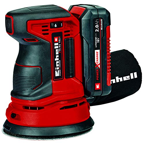 Einhell TE-RS Power X-Change 18-Volt Cordless 5-Inch 22,000-OPM Max Variable Speed Random Orbital Palm Sander w/Dust Collection Box, Dust Extraction Einhell