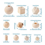 Craftdady 150pcs Unfinished Geometric Wooden Loose Beads Natural Unpainted Round Polygon Cube Rondelle Column Wood Spacer Beads for Craft Jewelry Craftdady