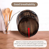 Adnee 4 Pack Wooden Whiskey Barrel Planters - 4 Sizes Wooden Bucket Barrel Garden Planters Set - Rustic Flower Planters Pots Container for Indoor Adnee