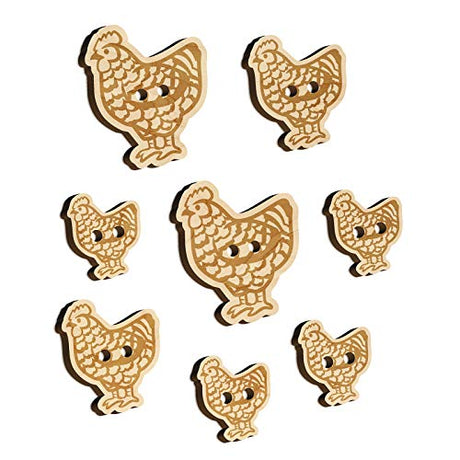 Barred Plymouth Rock Chicken Wood Buttons for Sewing Knitting Crochet DIY Craft - Large 1.25 Inch (5pcs) Sniggle Sloth
