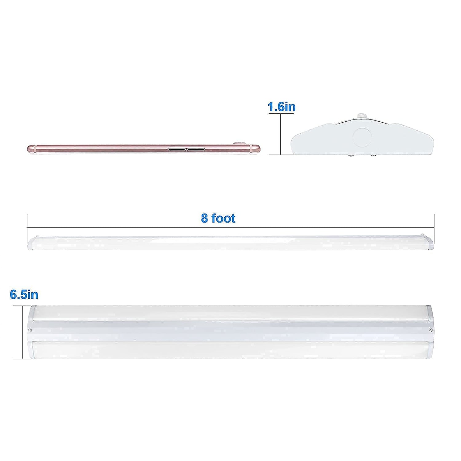 AntLux 110W 8FT LED Shop Lights Ultra Slim LED Wraparound, 12600LM, 5000K, 8 Foot Strip Light, Flush Mount Garage Office Warehouse Ceiling Lighting ANTLUX