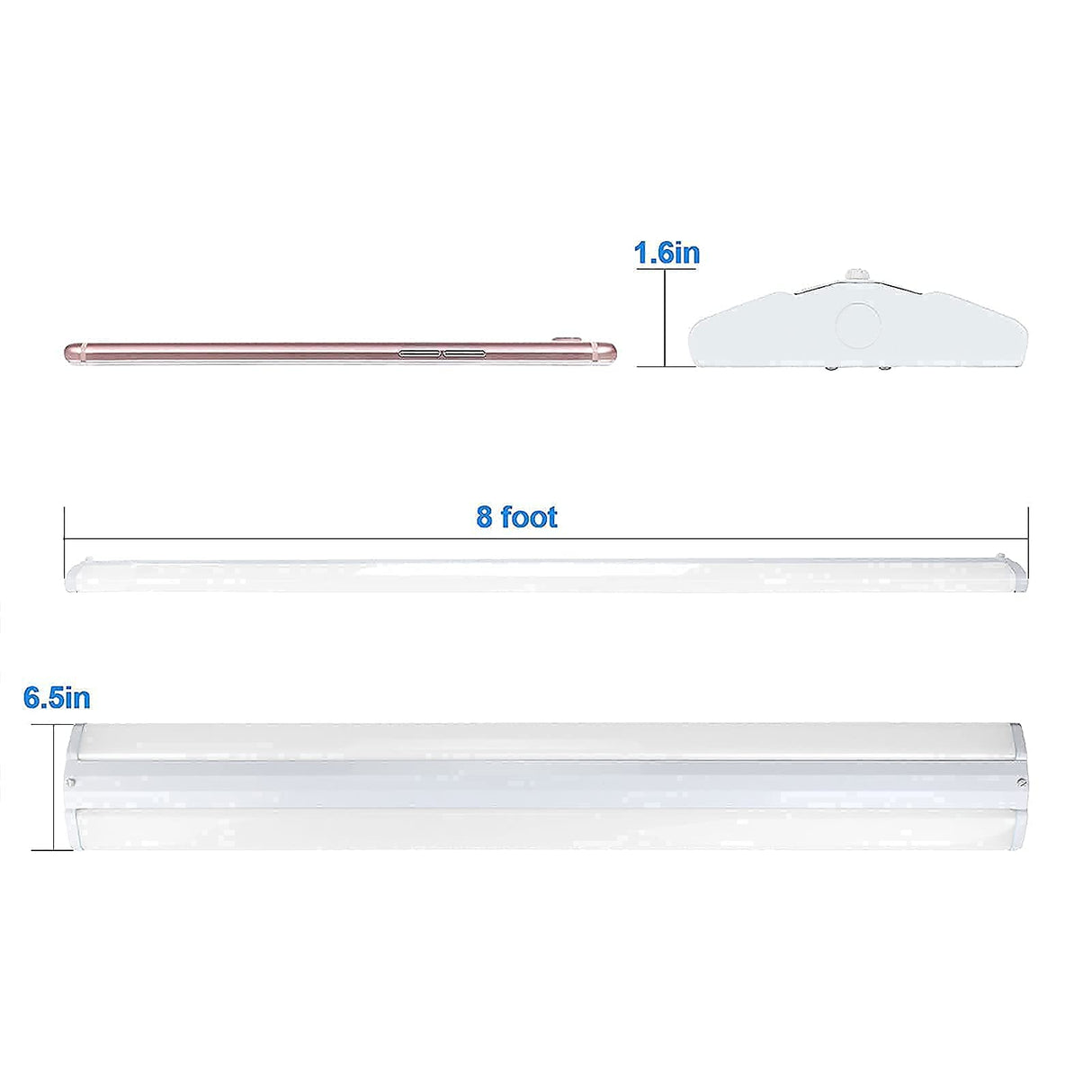 AntLux 110W 8FT LED Shop Lights Ultra Slim LED Wraparound, 12600LM, 5000K, 8 Foot Strip Light, Flush Mount Garage Office Warehouse Ceiling Lighting ANTLUX