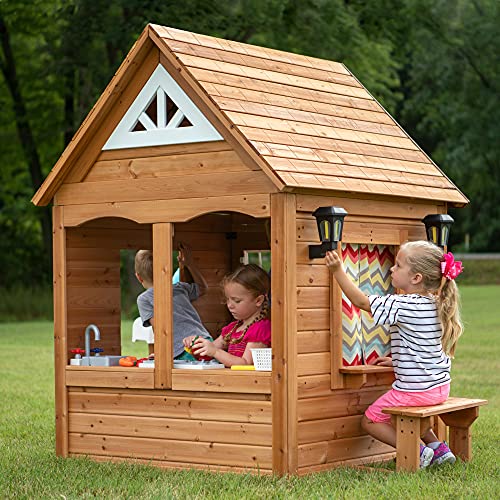 Backyard Discovery Aspen All Cedar Wooden Playhouse, Country Style, Dutch Front Door, Flower Pot Holders, Stove, Sink, Plastic Food, Doorbell, Backyard Discovery