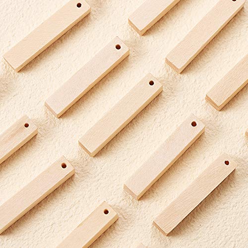 LiQunSweet 20-Pieces Unfinished Wood Blank Slice Pendants Rectangle Tube Wooden Cuboid Wheat for Necklace Jewelry Making DIY Crafts Art Project Home