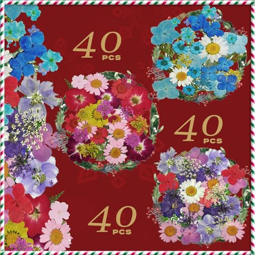 CONVELIFE Dried Flowers for Resin, 120pcs Natural Flowers and Leaves Compressed, Vacuum Packed DIY Dried Flowers for Epoxy, Jewelry, Candles, Soap, CONVELIFE