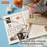 Shuttle Art Gel Ink Ball Point Pens, 15 Colors Japanese Style Pens, 0.38mm Extra-Fine Ballpoint Pens for Home, School and Office Shuttle Art