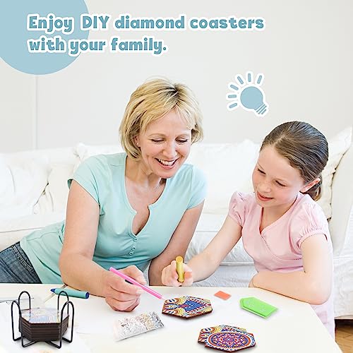 TAVOLOZZA 7Pcs Diamond Painting Coasters,Diamond Art Coaster Set, DIY  Diamond Painting Coasters for Beginners and Kids, Art Craft Gifts