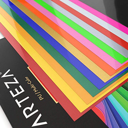 ARTEZA HTV Vinyl Bundle, 14 Multi-Color Iron On Heat Transfer Sheets, 10x12 Inches, Flexible & Easy to Weed, Use with Any Craft Cutting Machine, - WoodArtSupply