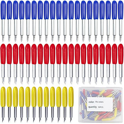 50Pcs Replacement Cutting Blades for Cricut Explore Air/Air 2/Air 3/Maker/Maker 3, Include 10Pcs Fine Point Blades, 20Pcs Standard Blades, 20Pcs Deep