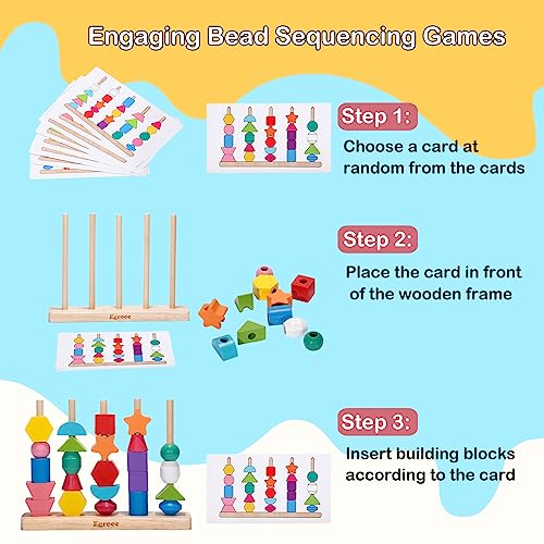 Montessori Toys Bead Sequencing Set, Montessori Threading Toys