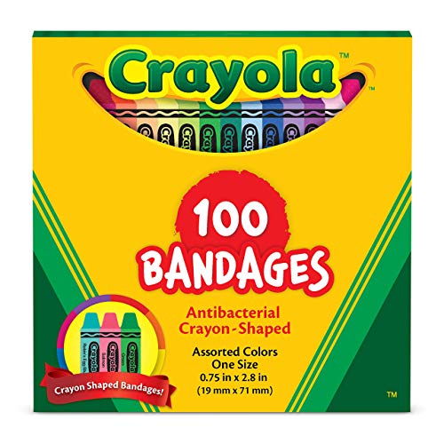 Crayola Shaped Kids Bandages, 100 CT | Great for Birthdays, Party Supplies, Stickers, Stocking Stuffer or White Elephant Gift | Adhesive Bandages for Crayola