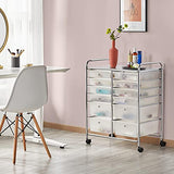 Yaheetech 12 Drawers Rolling Storage Cart Multipurpose Movable Organizer Cart Storage Bin Trolley Tools Scrapbook Paper Organizer on Wheels, White Yaheetech