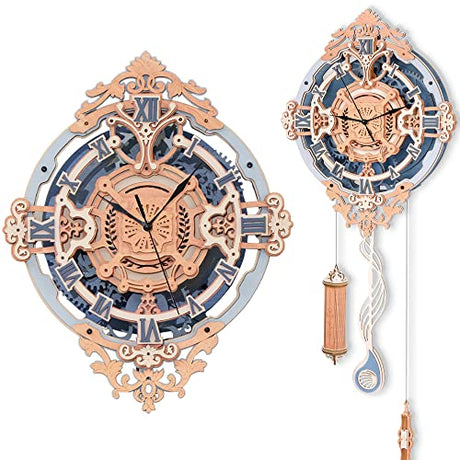 ROKR 3D Wooden Puzzles for Adults Mechanical Clock Kits-Romantic Notes Clock, DIY Clock Model Kits Brain Teaser Puzzles, DIY Crafts/Hobbies/Gifts ROKR