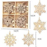 16pcs Large Christmas Wooden Snowflakes Hanging Ornaments DIY Craft Snowflake Wooden Ornaments Cutouts Unfinished Wood Cutout Christmas Decorations MFLUEEWR