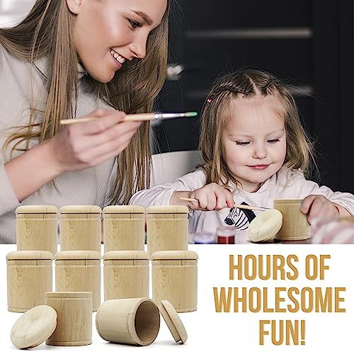 AEVVV Paintable Wooden Box with Lid 2''x2.8'' 10 pcs Storage Spice Containers Blank Trinket Box Jewelry Box Decorative Decoupage Boxes DIY Wood Ring AEVVV