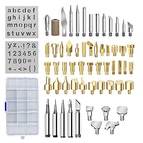 kingsea 61Pcs Pyrography Wood Burning Tips,Wood Burning Tool Kits Carving Iron Tip for Embossing/Adults/Beginners/Birthday/Wedding - WoodArtSupply