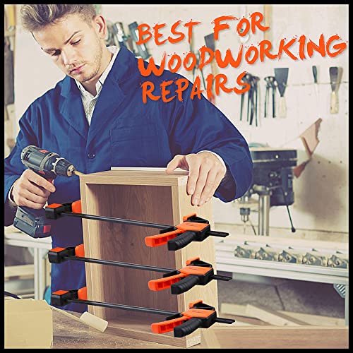 HORUSDY 6-Pack Wood Clamps for Woodworking, 12" and 6" Bar Clamps, Wood Working Clamps Sets, Quick Clamps F Clamp with 150 LBS Load Limit (6-Pack HORUSDY