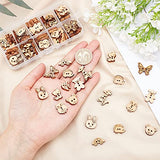 arricraft 100 Pcs Animal Style Wooden Sewing Buttons, 2-Hole Rabbit Butterfly Bear Sewing Buttons, Unfinished Wood Decorative Buttons for Sewing arricraft