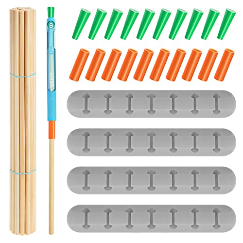 46 Pcs UV Epoxy Glitter Pen Holder Stand Turner Accessories with Nonstick Sleeves Silicone Pen Plugs Wooden Dowels Rods for DIY Craft Enthusiast Teling