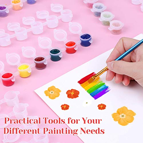Caffox 240 Pieces Empty Paint Pot, 40 Strips Acrylic Mini Paint Container Strip Storage with Lid for Classrooms School Art and Crafts Paint 3ml/ Caffox