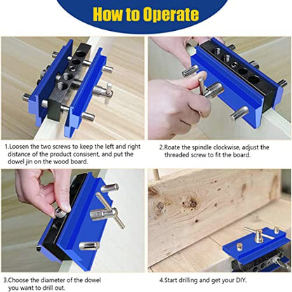 TRAVEANT Self Centering Dowel Jig kit, Drill Guide Bushings Set, Wood Working Tools Drill and Accessories, Adjustable Width Drilling Guide Power Tool - WoodArtSupply