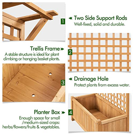 Yaheetech 72″ H Horticulture Garden Planter with Trellis for Vine Climbing Plants Garden Box Outdoor w/Drainage Holes Raised Garden Bed Garden Yaheetech