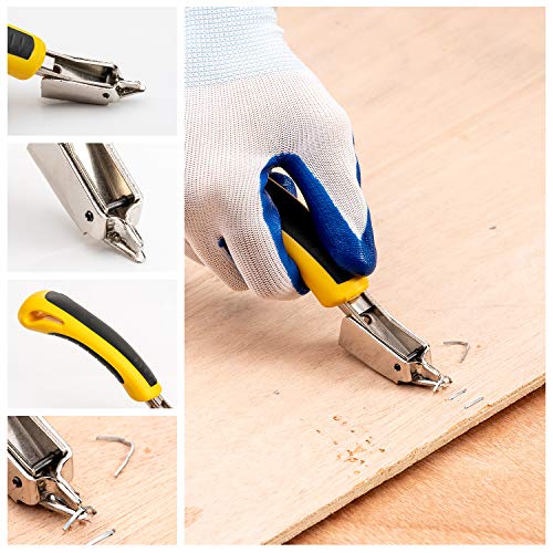 Upholstery 4 in 1 Staple Gun Heavy Duty, with 6000 Staples, Remover, Gloves, Manual Brad Nailer Power Adjustment Stapler Gun for Wood, Upholstery, YEAHOME