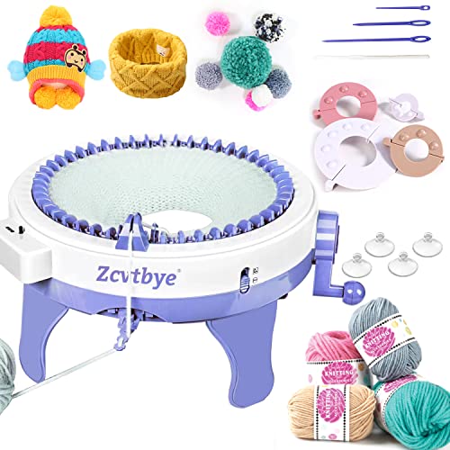 SENTRO Knitting Machines,48 Needles Loom Machine with Row Counter and Pompom Maker,Smart Weaving Round Spinning Machines,DIY Board Rotating Double - WoodArtSupply