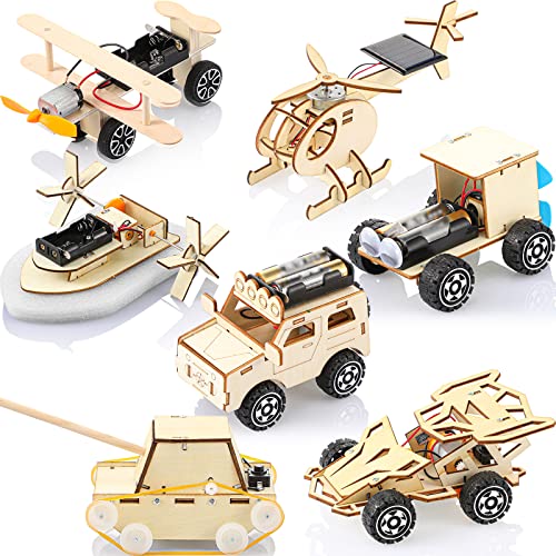 7 in 1 STEM Kit Wood Projects for Kids to Build 3D Wooden STEM Building Kit Puzzles Mechanical Car Educational Science Models Kits Building Toys for