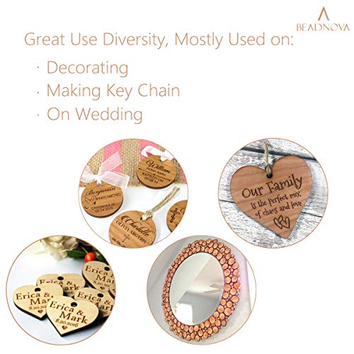 BEADNOVA Round Wood Circle Natural Unfinished Wooden Discs Plywood Circles Cutout for DIY Crafts (2 Inch, 50 Pieces) BEADNOVA