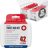 DecorRack 500 Piece First Aid Kit, 12 Individual Boxes of 42 Items Each, to-go First Aid Kits for Minor Cuts, Scrapes, Travel, Car, Home, Work, Field DecorRack