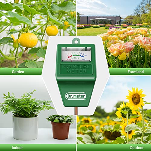 Dr.meter Soil Moisture Meter, Plant Water Meter for Garden Lawn Farm Indoor & Outdoor Use, Soil Tester Hygrometer Sensor for House Plants, Gardening Dr.meter