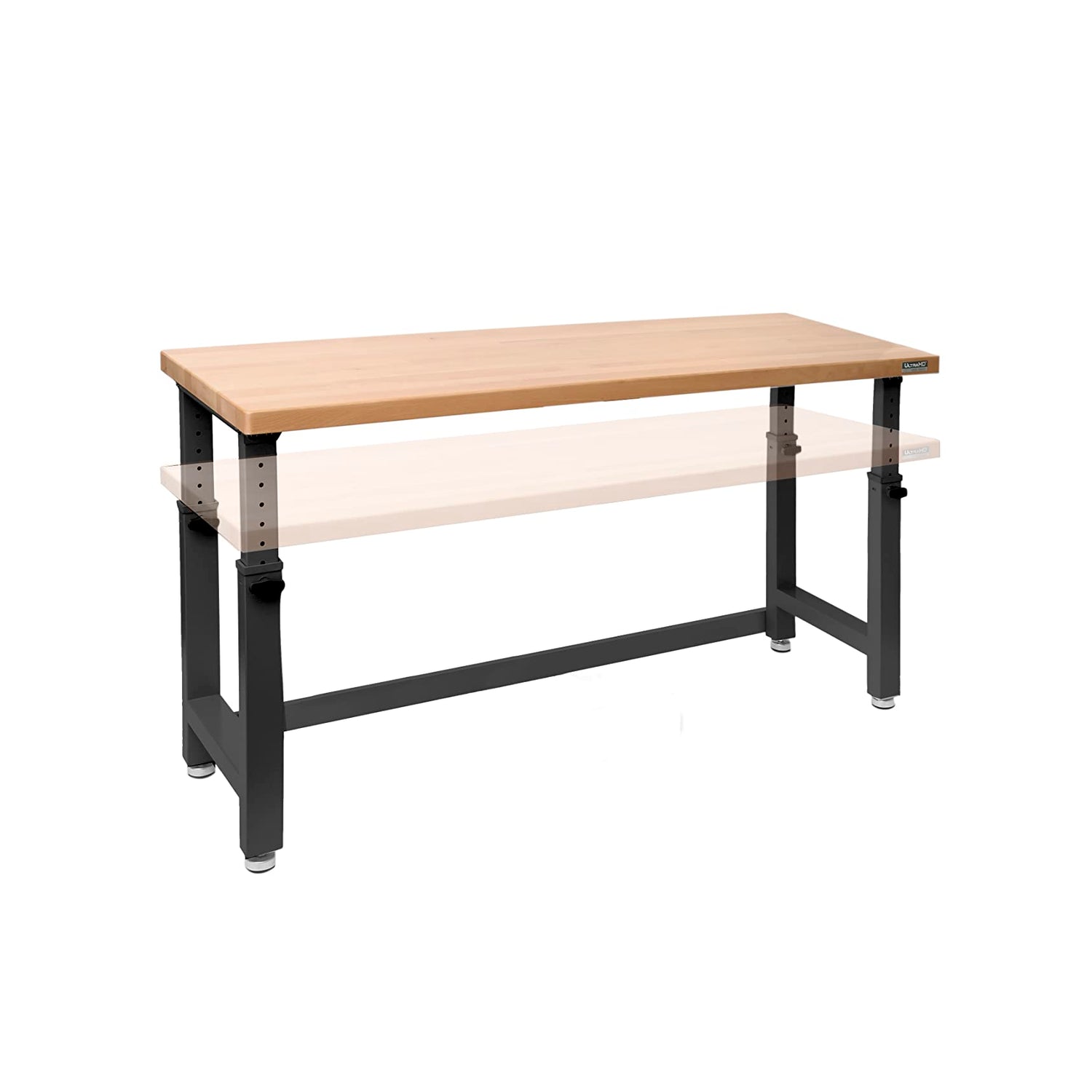 Seville Classics UltraHD Heavy Duty Commercial Height Adjustable Workbench w/Solid Wood Top, 1000 lbs. Weight Capacity for Garage, Warehouse, Seville Classics